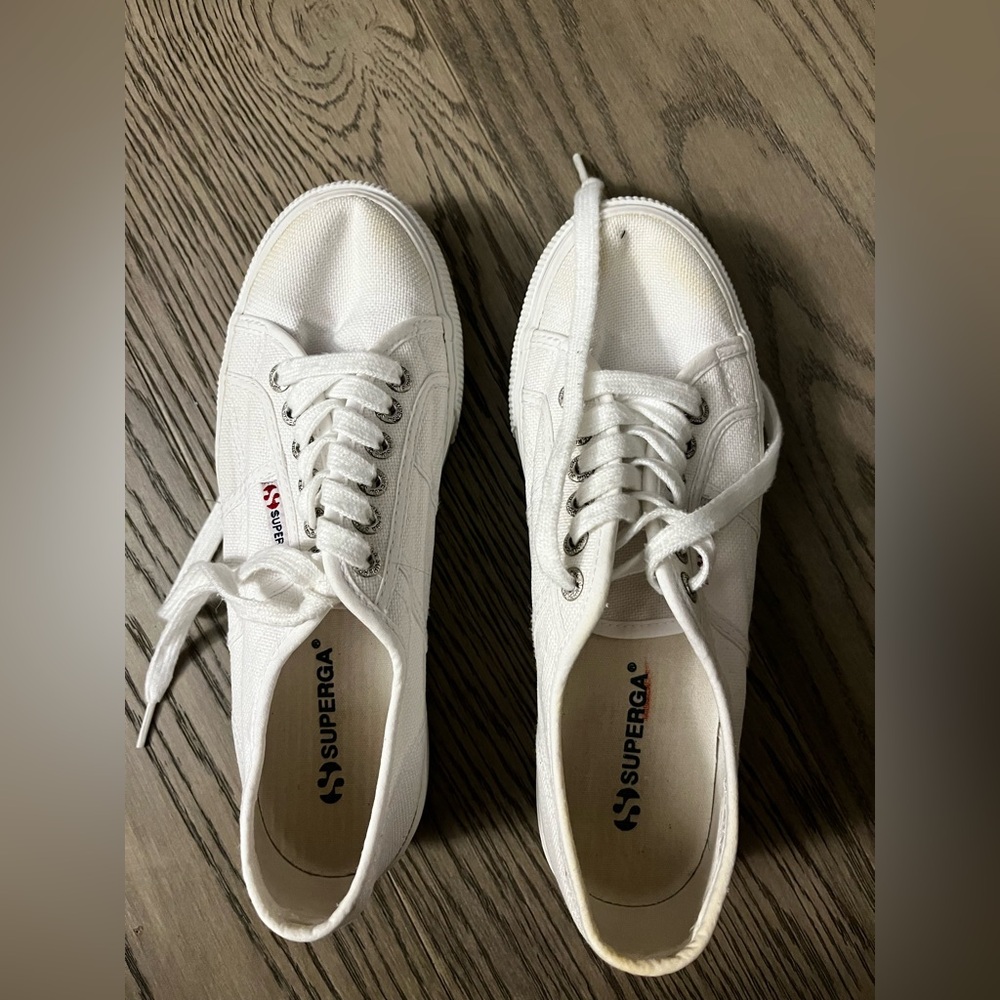 Superga Classic White Canvas Sneakers Women’s Size 8